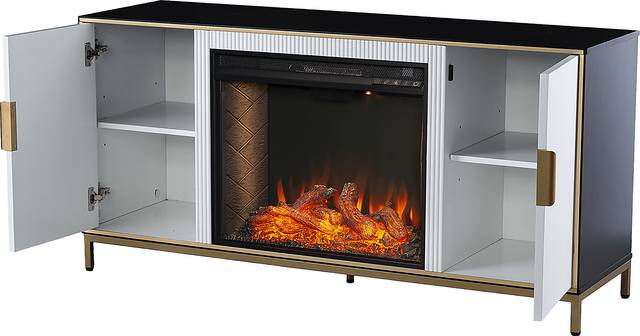 Rascher III White 54 in. Console, With Smart Electric Fireplace - Thumbnail - Image 3