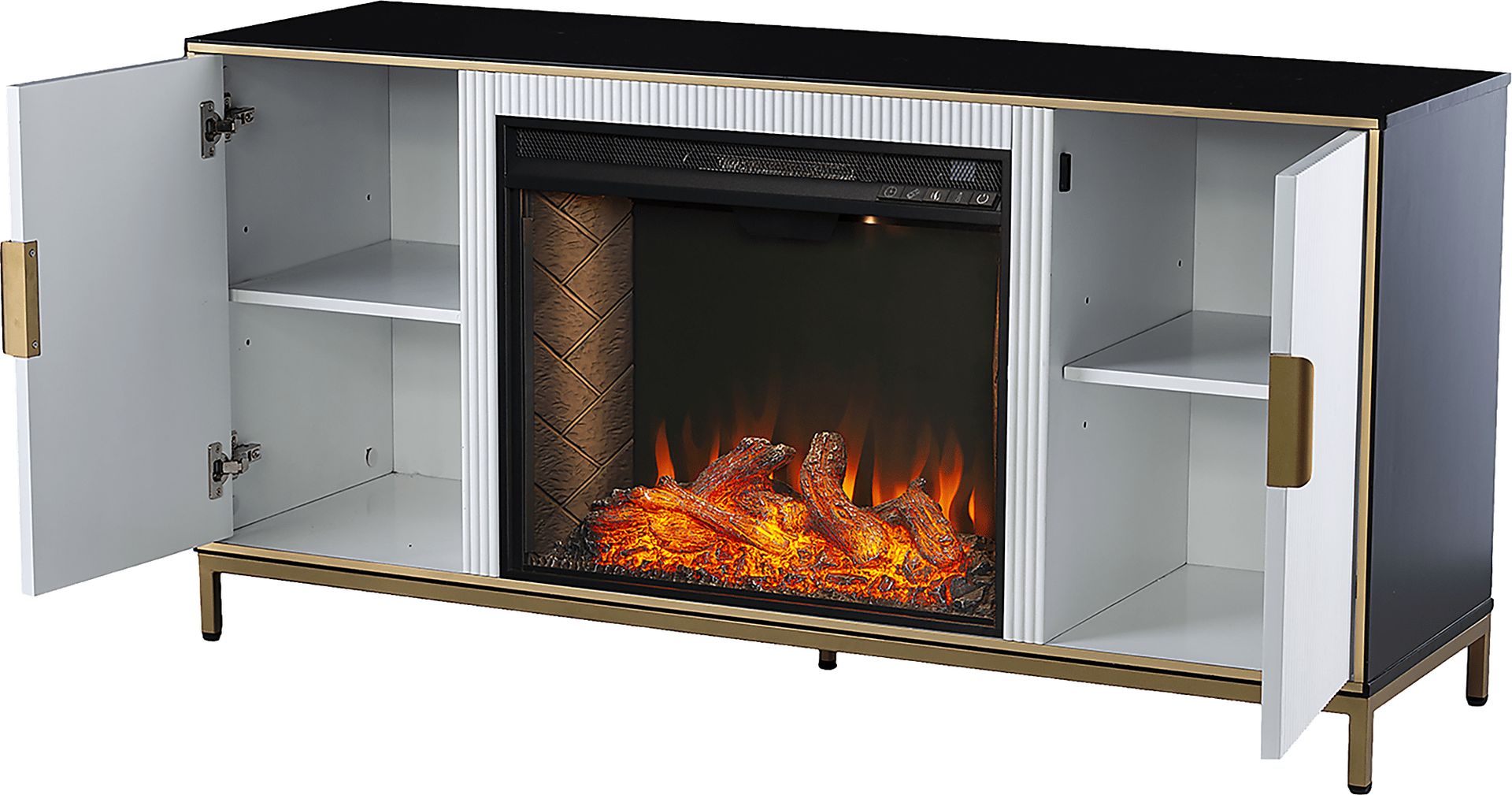 Rascher III White 54 in. Console, With Smart Electric Fireplace - Image 3
