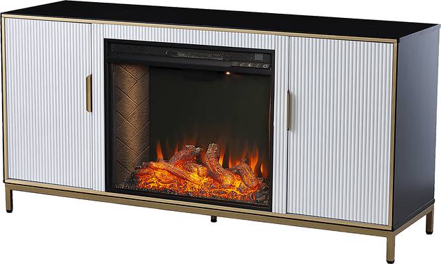 Rascher III White 54 in. Console, With Smart Electric Fireplace - Thumbnail - Image 1