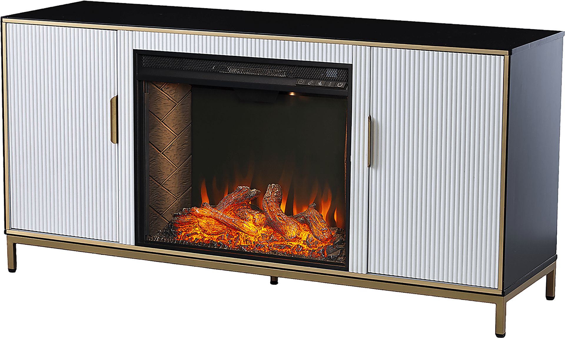 Rascher III White 54 in. Console, With Smart Electric Fireplace - Image 1