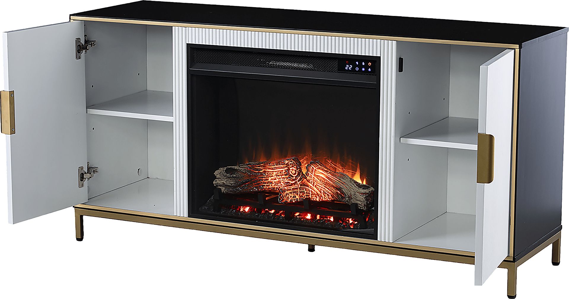 Rascher IV White 54 in. Console, With Touch Panel Electric Fireplace - Image 3