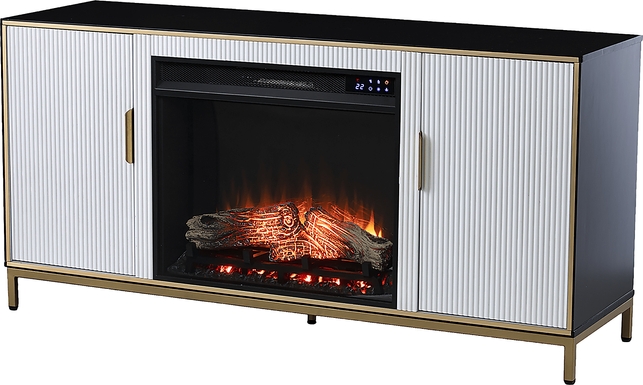 Rascher IV White 54 in. Console, With Touch Panel Electric Fireplace