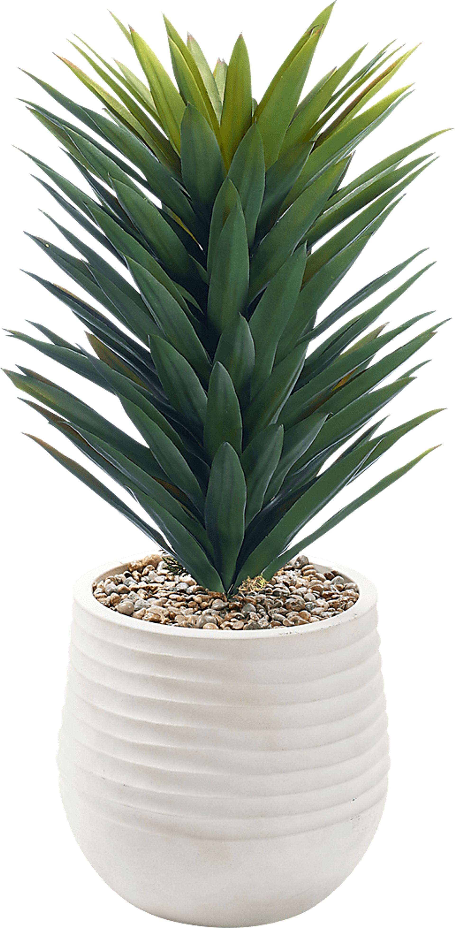 Rassy Green 41 in. UV Artificial Agave Plant in White Planter - Image 1