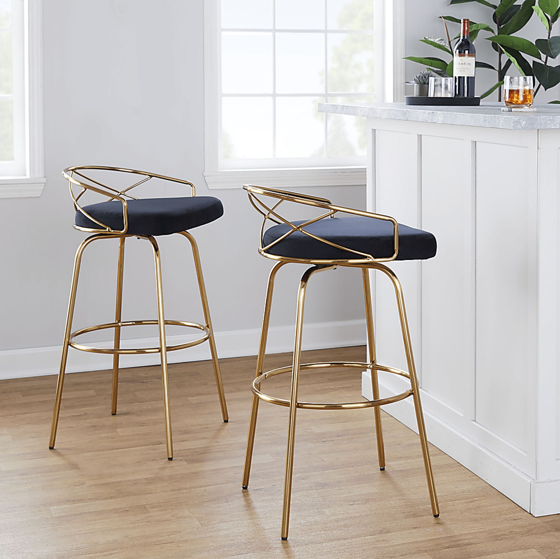 Ravensburg I Black Swivel Barstool, Set of 2 - Image 2