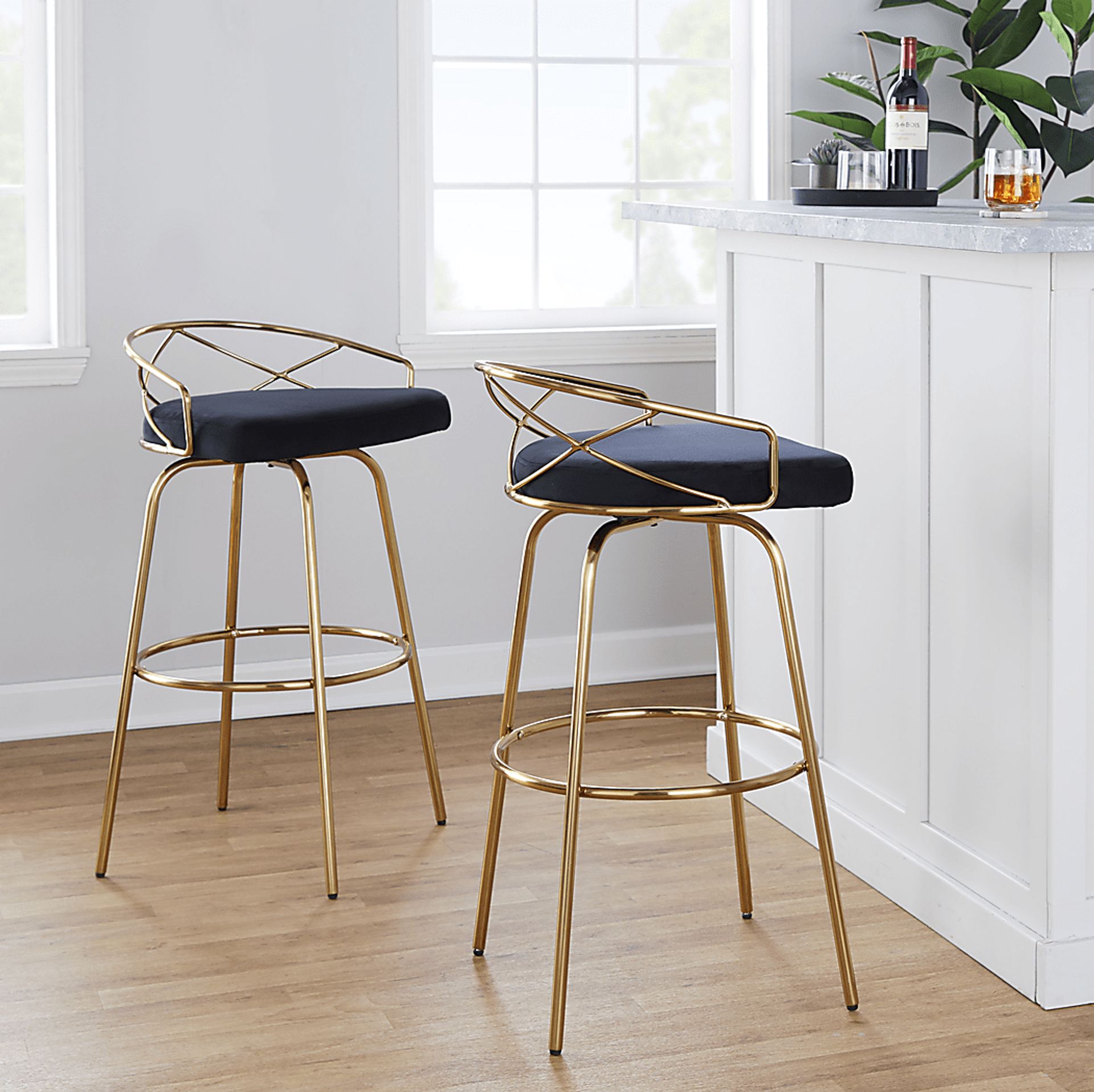 Ravensburg I Black Swivel Barstool, Set of 2 - Image 3