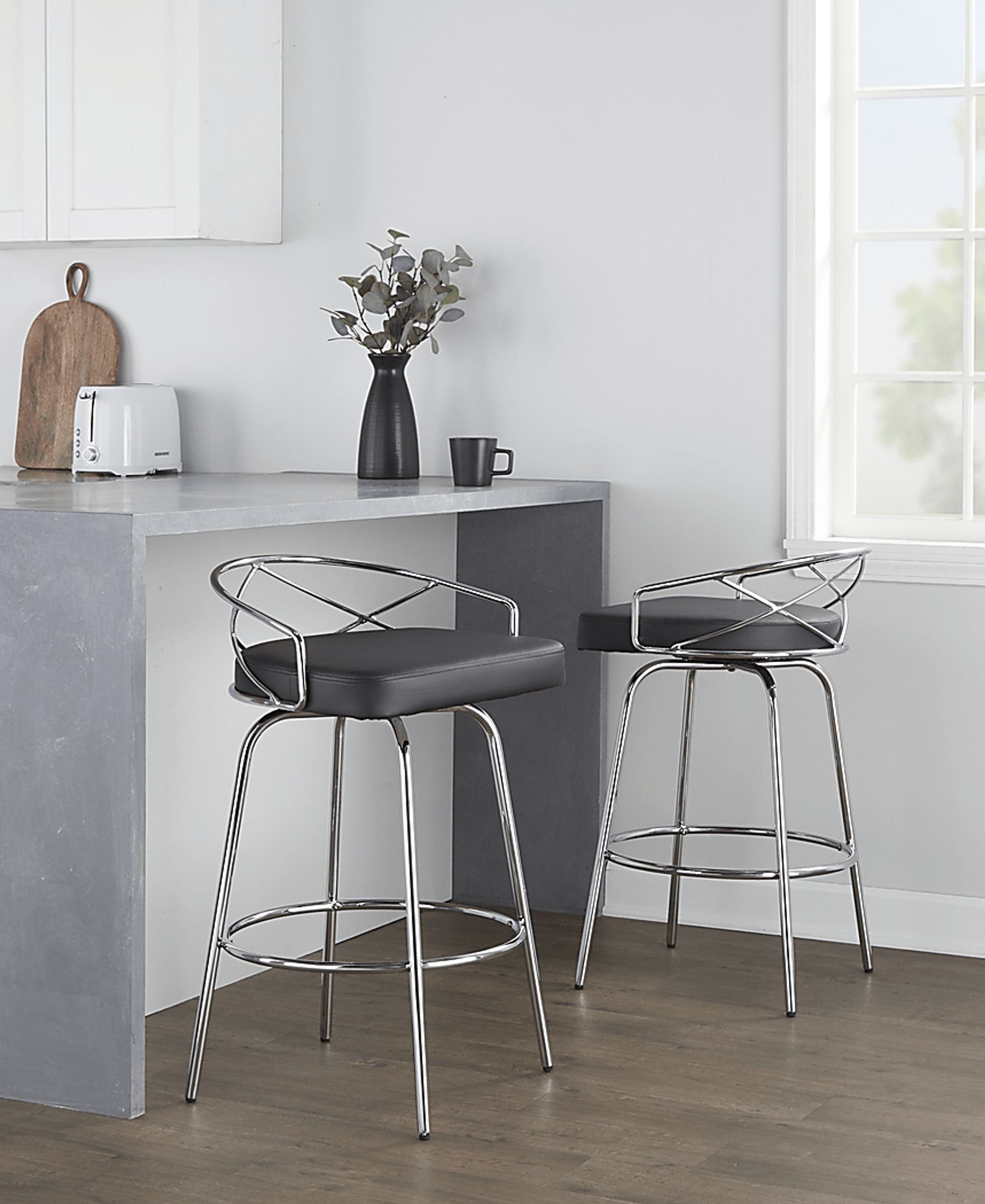 Ravensburg III Black Swivel Counter Height Stool, Set of 2 - Image 3