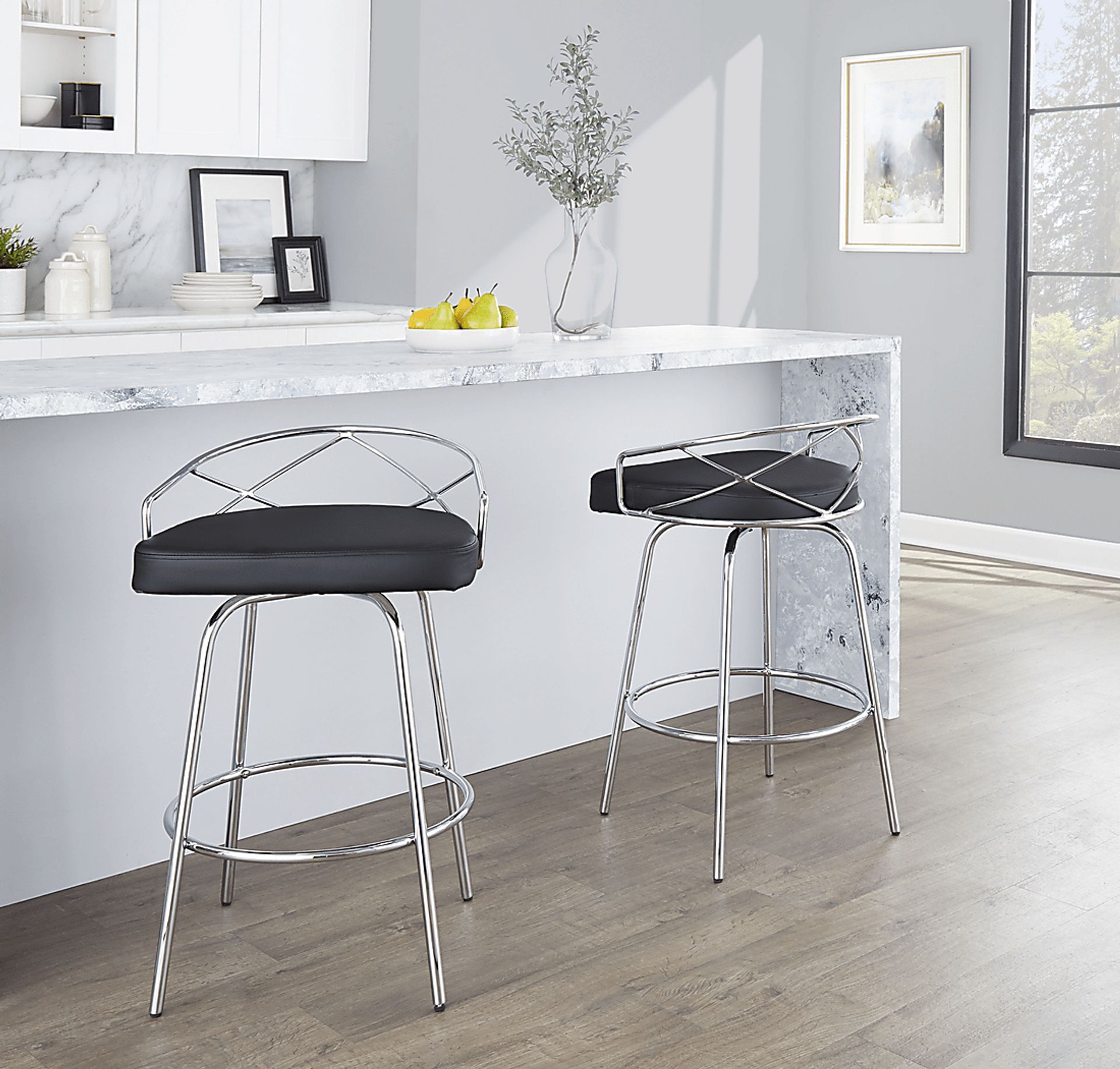 Ravensburg III Black Swivel Counter Height Stool, Set of 2 - Image 7