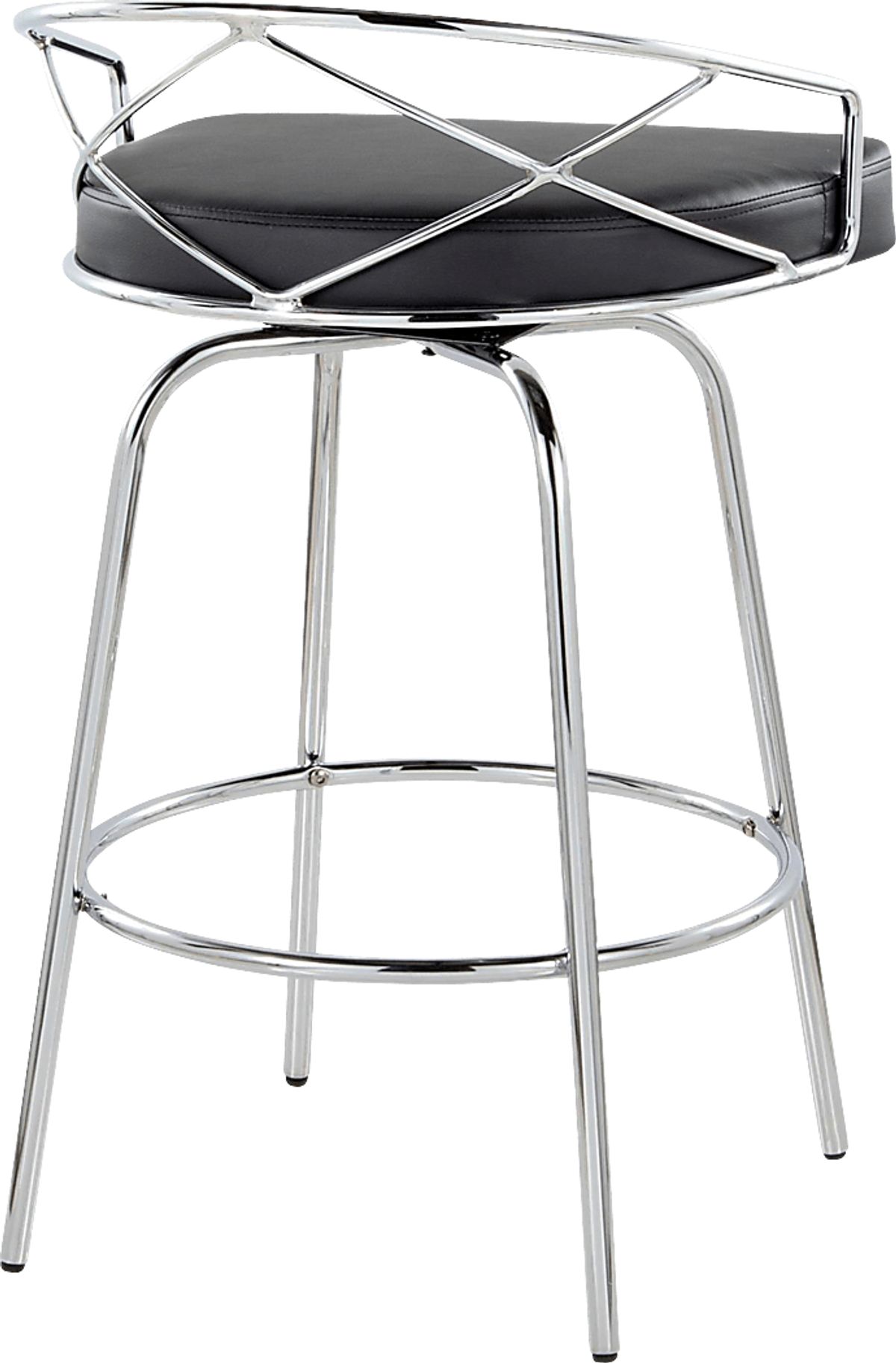 Ravensburg III Chrome Metal Black Polyurethane Fabric Swivel Barstool ...