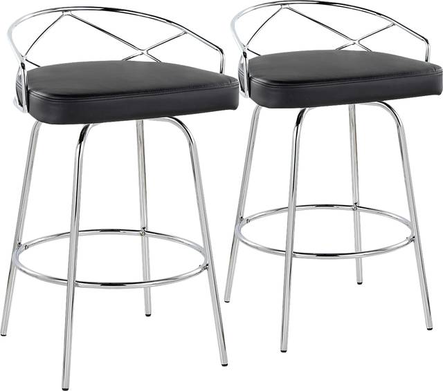 Ravensburg III Black Swivel Counter Height Stool, Set of 2 - Thumbnail - Image 1