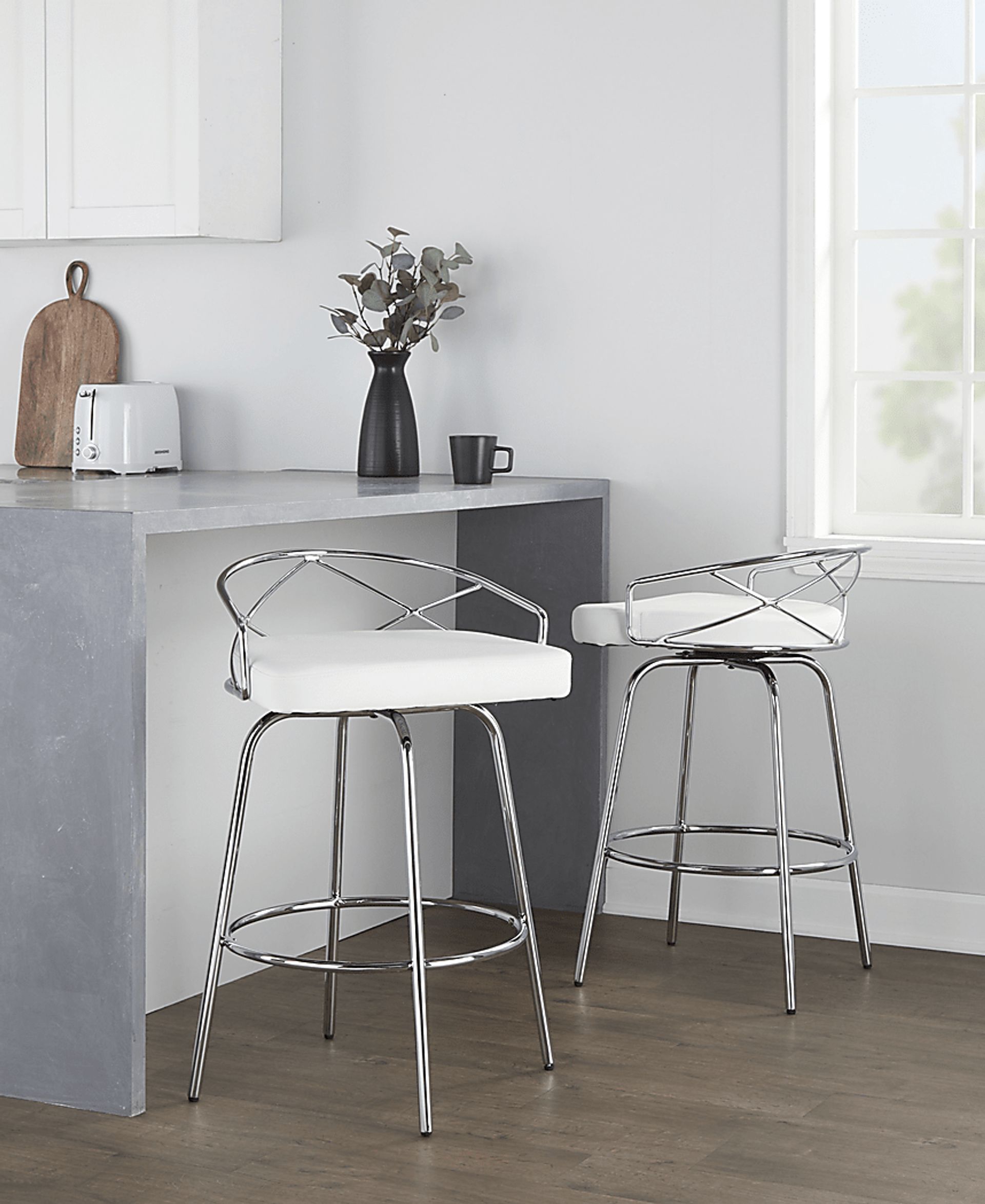 Ravensburg III White Swivel Counter Height Stool, Set of 2 - Image 4