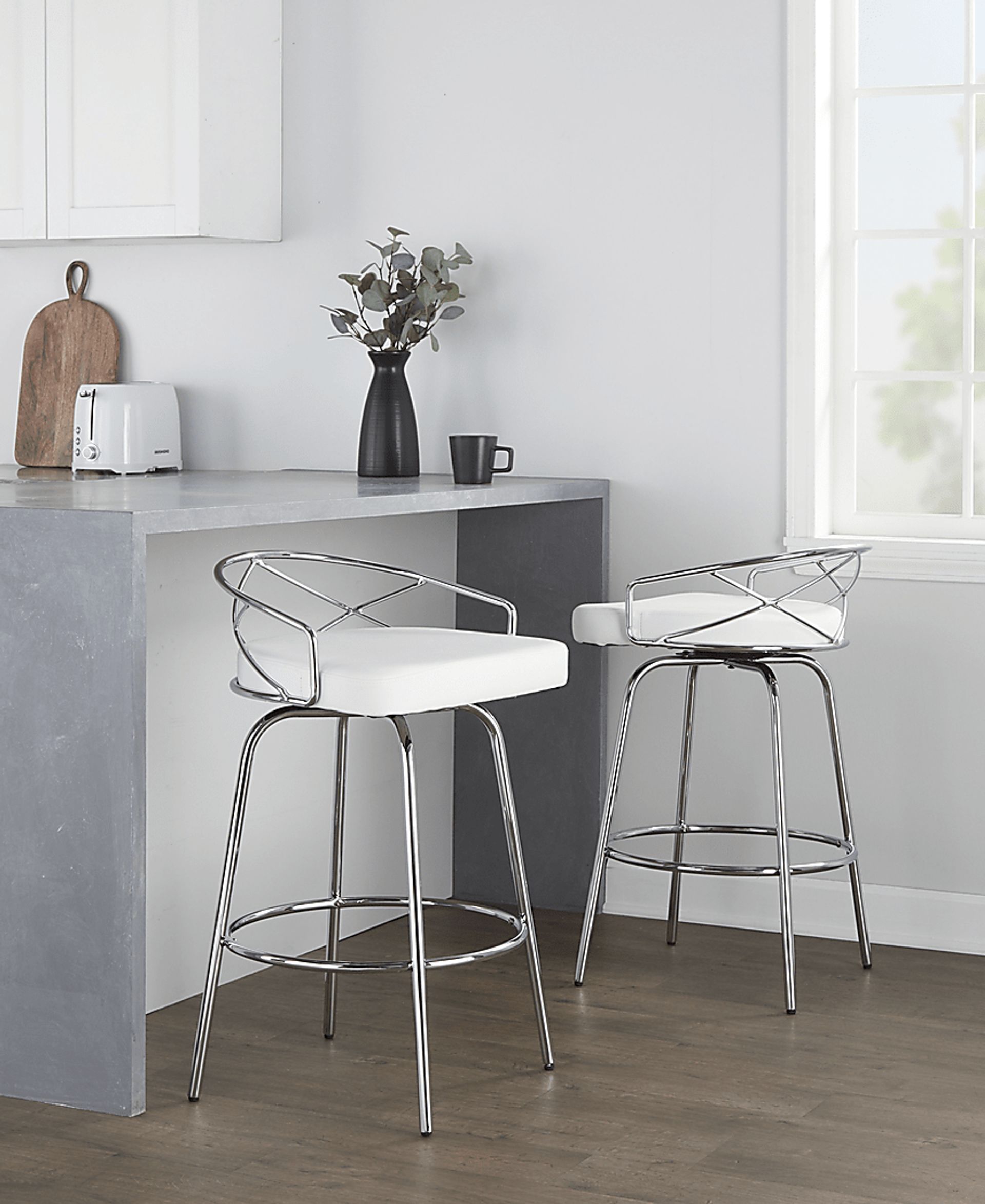 Ravensburg III White Swivel Counter Height Stool, Set of 2 - Image 5
