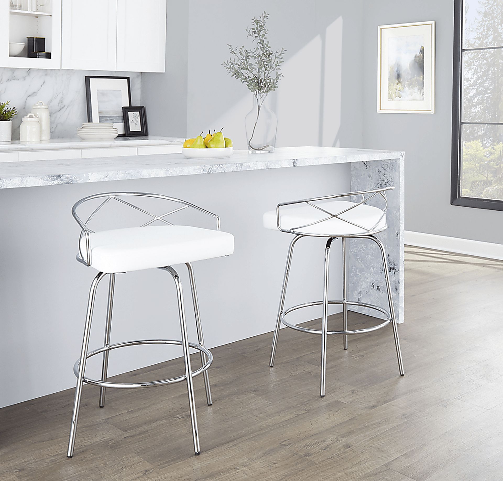 Ravensburg III White Swivel Counter Height Stool, Set of 2 - Image 6