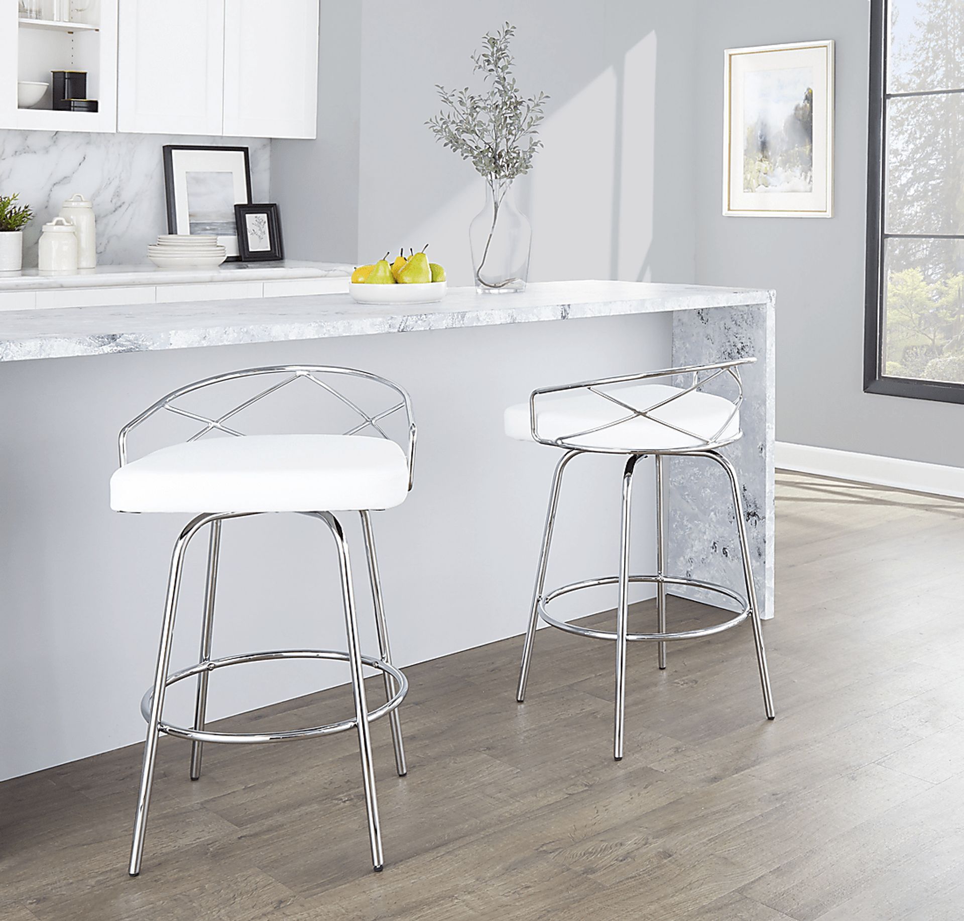 Ravensburg III White Swivel Counter Height Stool, Set of 2 - Image 7