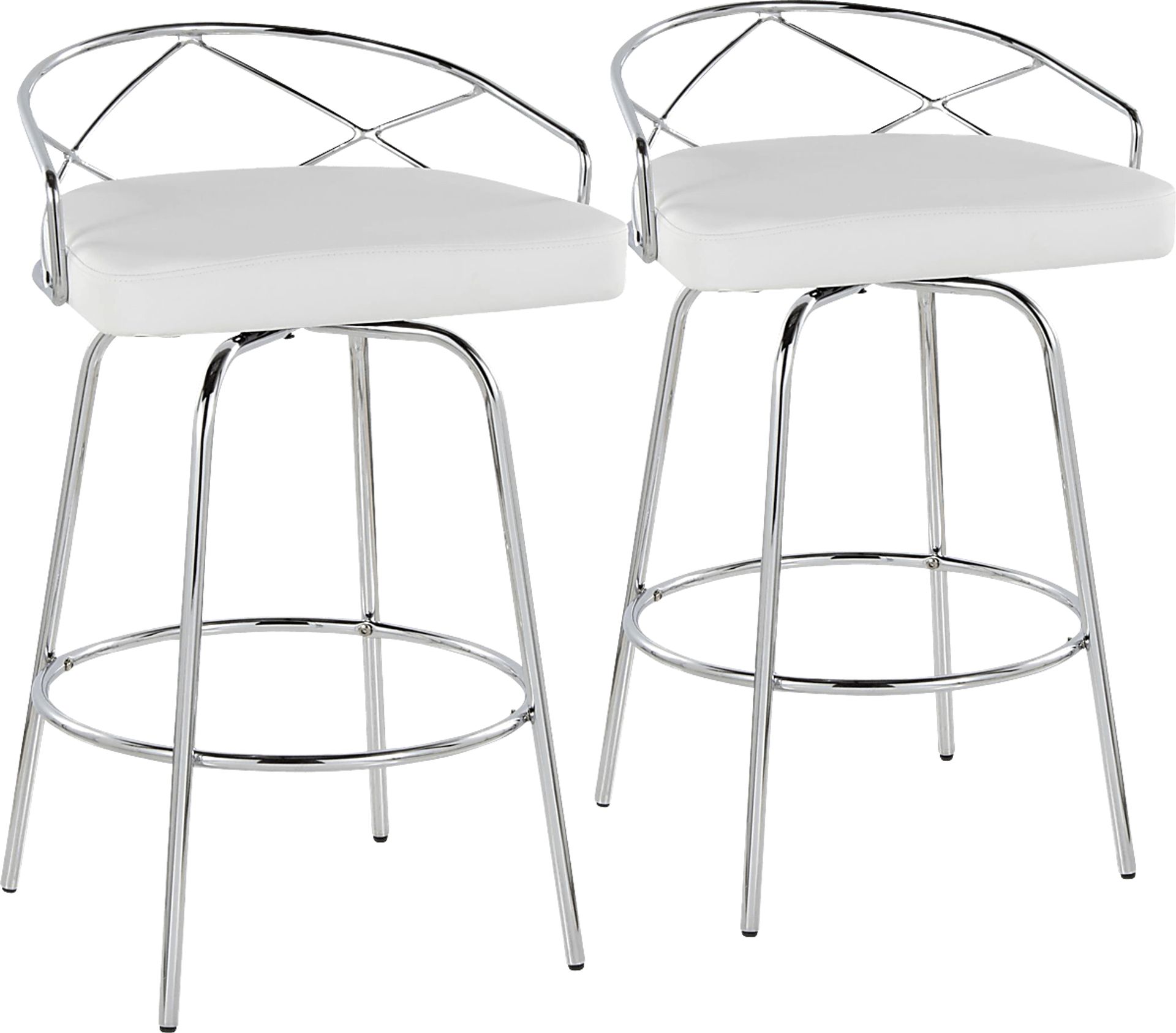 Ravensburg III White Swivel Counter Height Stool, Set of 2 - Image 1