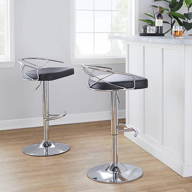 Ravensburg IV Black Adjustable Barstool, Set of 2 - Thumbnail - Image 2