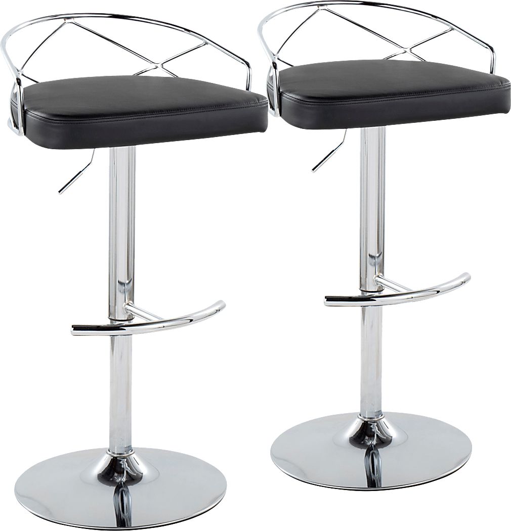 Ravensburg IV Black Adjustable Barstool, Set of 2