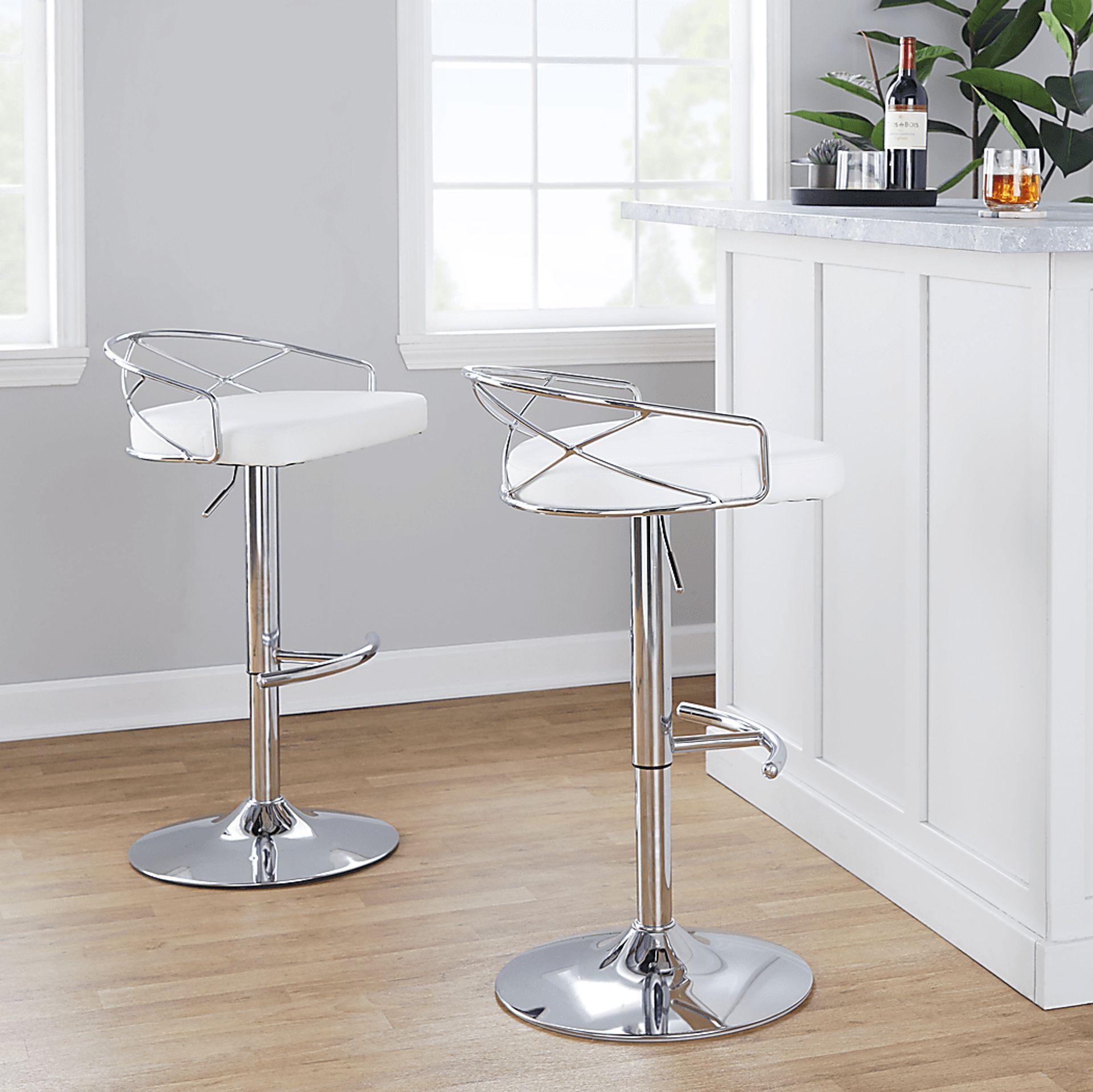Ravensburg IV White Adjustable Barstool, Set of 2 - Image 2