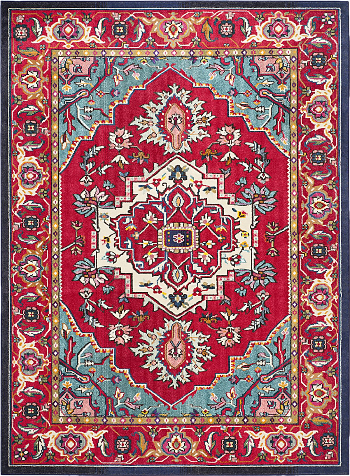 Razdan Red Polypropylene Fabric Rug | Rooms to Go