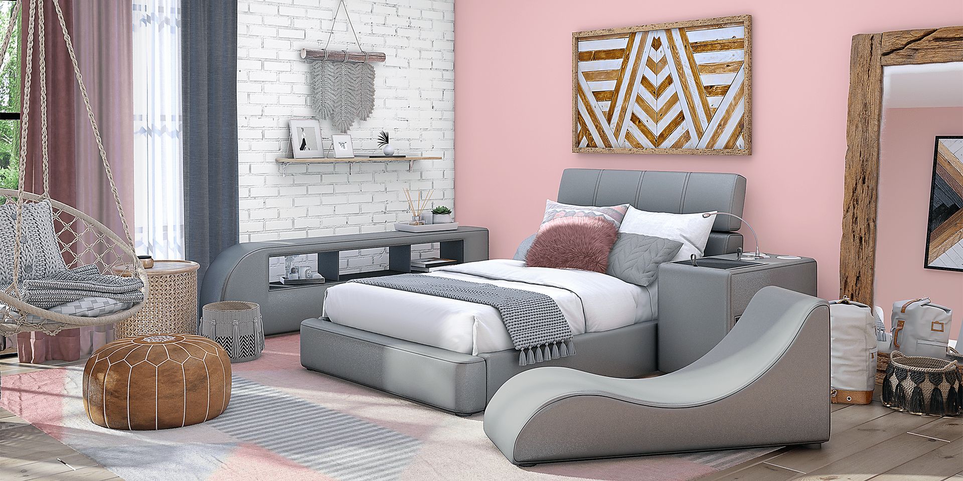 Kids reGen™ Recharged Gray 6 Pc Full Bed with Nightstand, Bookcase and Lounger - Image 3