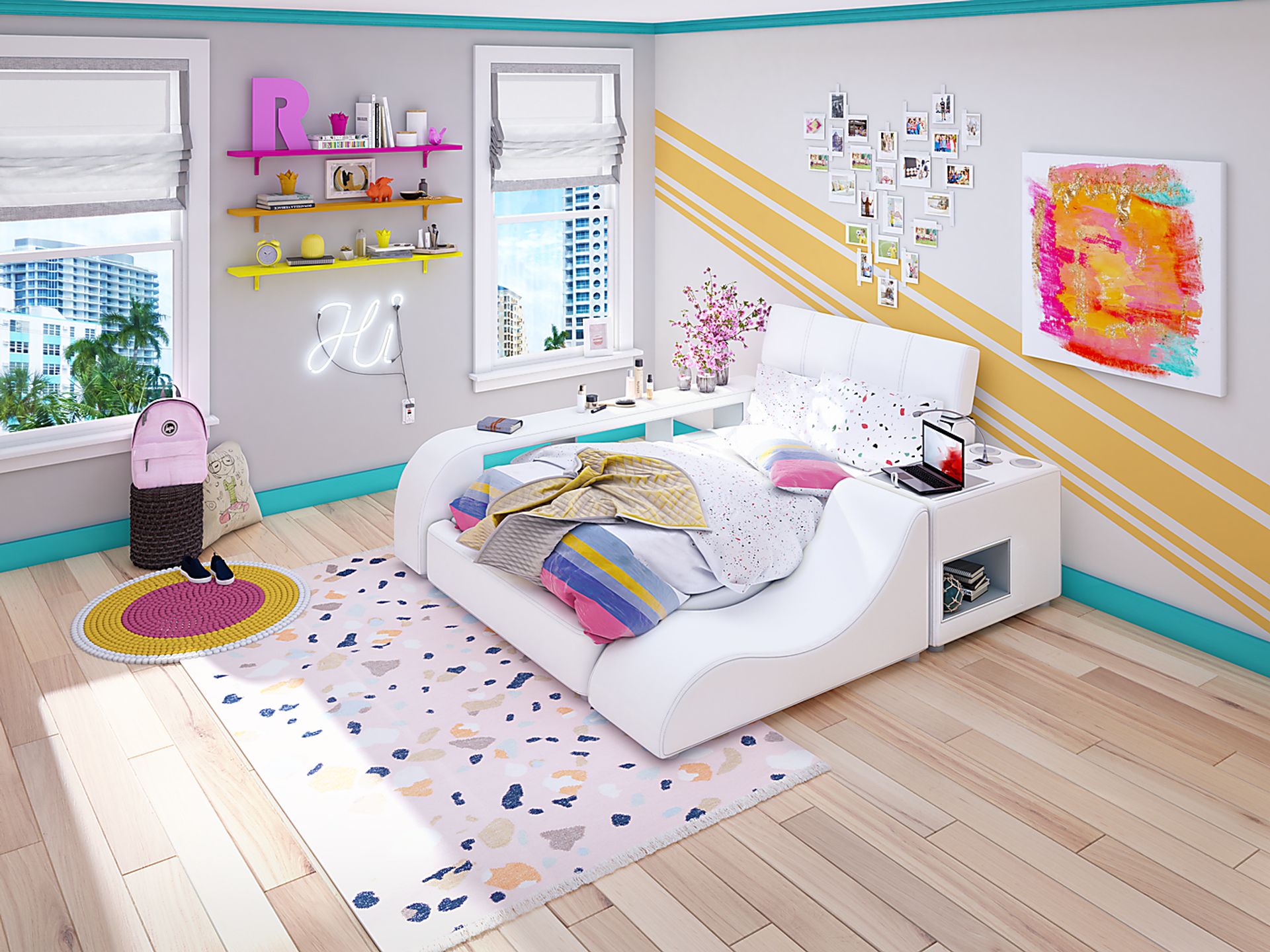 Kids reGen™ Recharged White 6 Pc Twin Bed with Nightstand, Bookcase and Lounger - Image 1