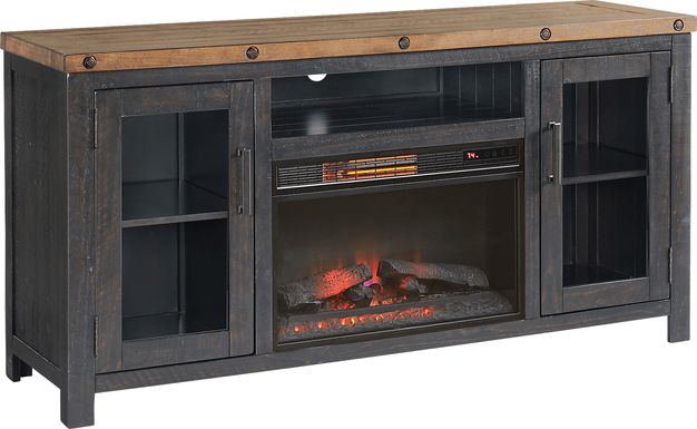 Recton Brown 65 in. Console With Electric Fireplace