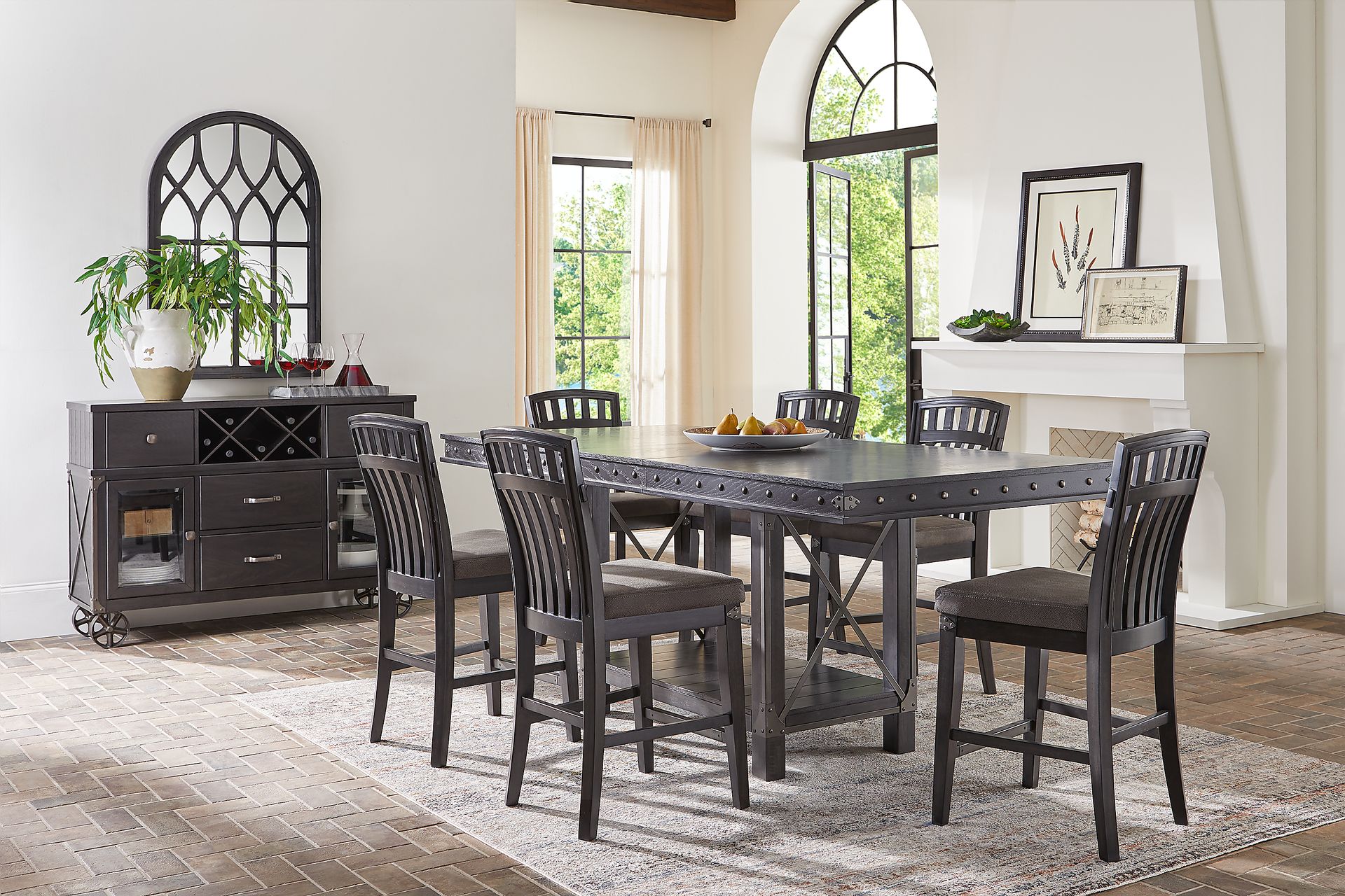 Red Hook Black Rectangle Counter Height Dining Table - Image 2