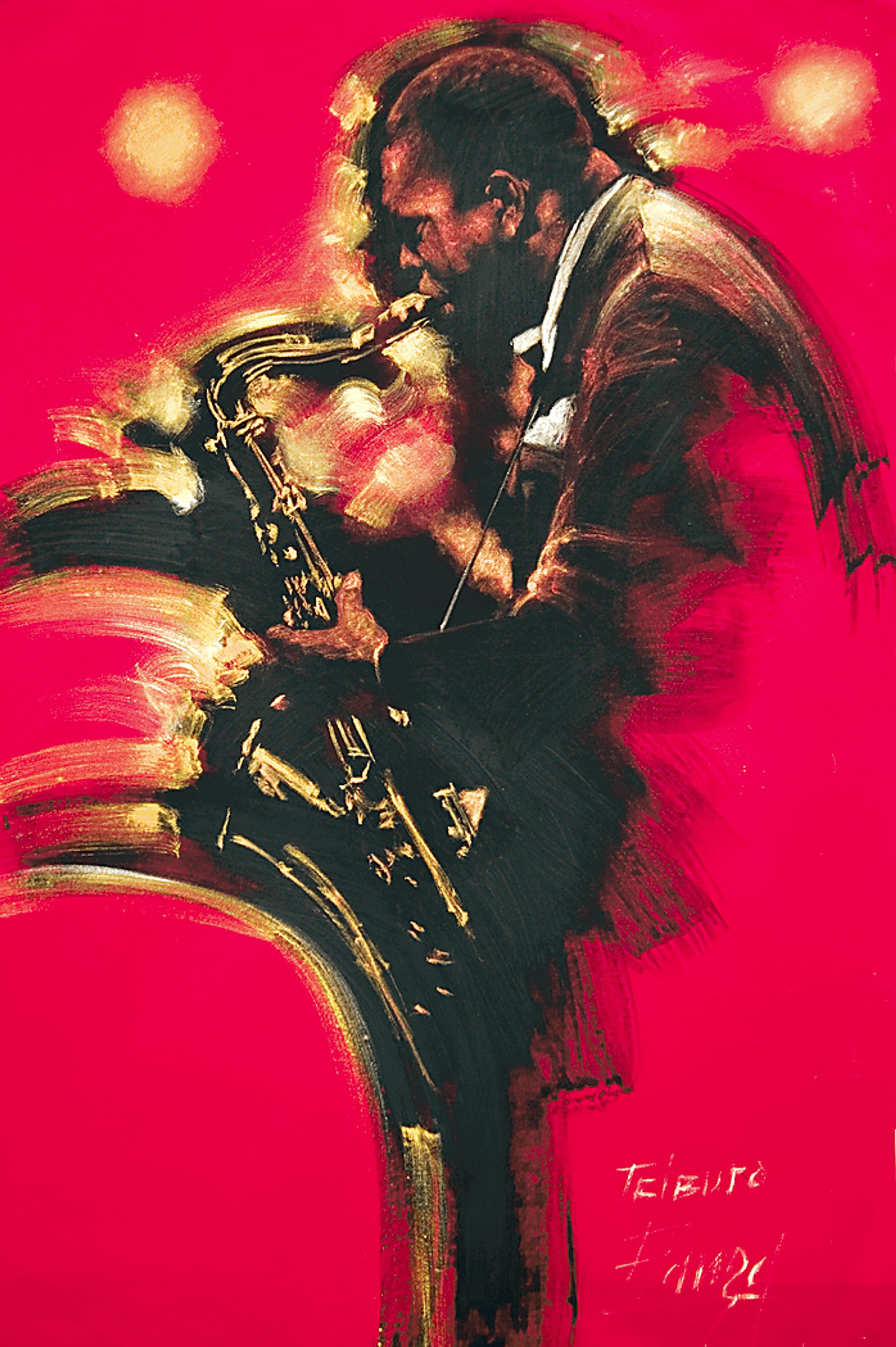 Red Jazz Canvas Artwork - Image 1
