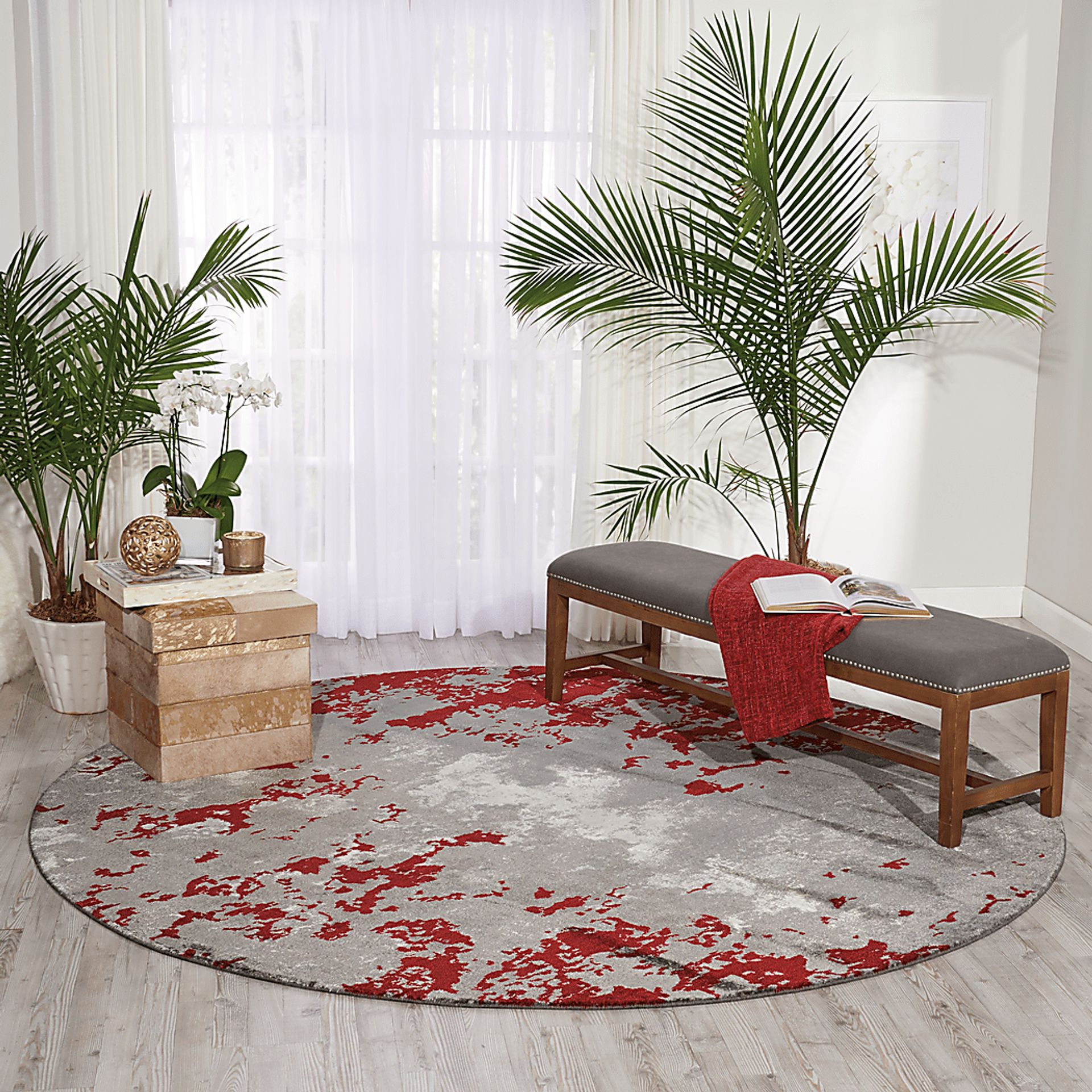 Red Sky Red 8' Round Rug - Image 4