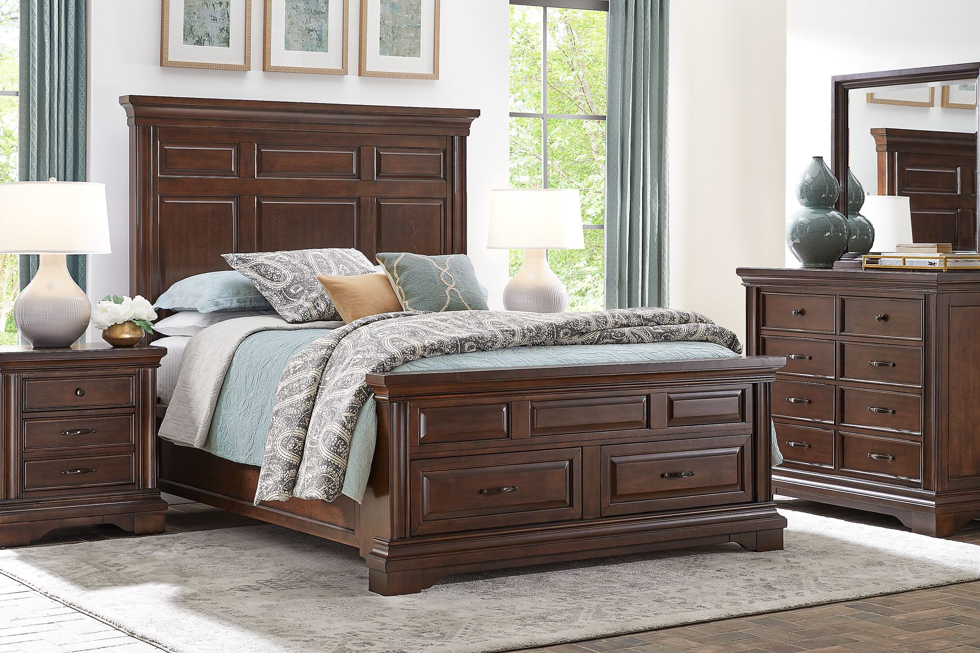 Redcliff Park Brown Cherry 7 Pc Queen Bedroom - Image 1