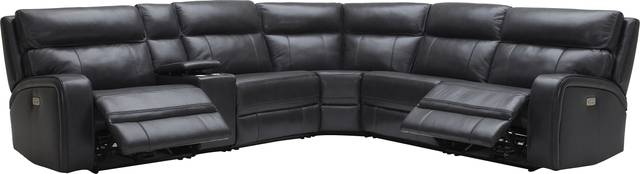 Redivia Black Leather 6 Pc Dual Power Reclining Sectional - Thumbnail - Image 3