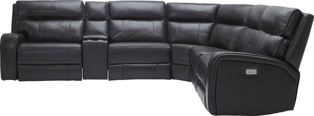 Redivia Black Leather 6 Pc Dual Power Reclining Sectional - Thumbnail - Image 4