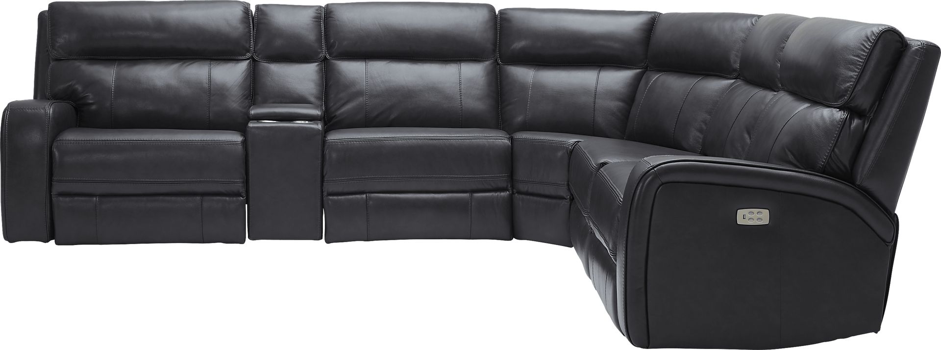 Redivia Black Leather 6 Pc Dual Power Reclining Sectional - Image 4