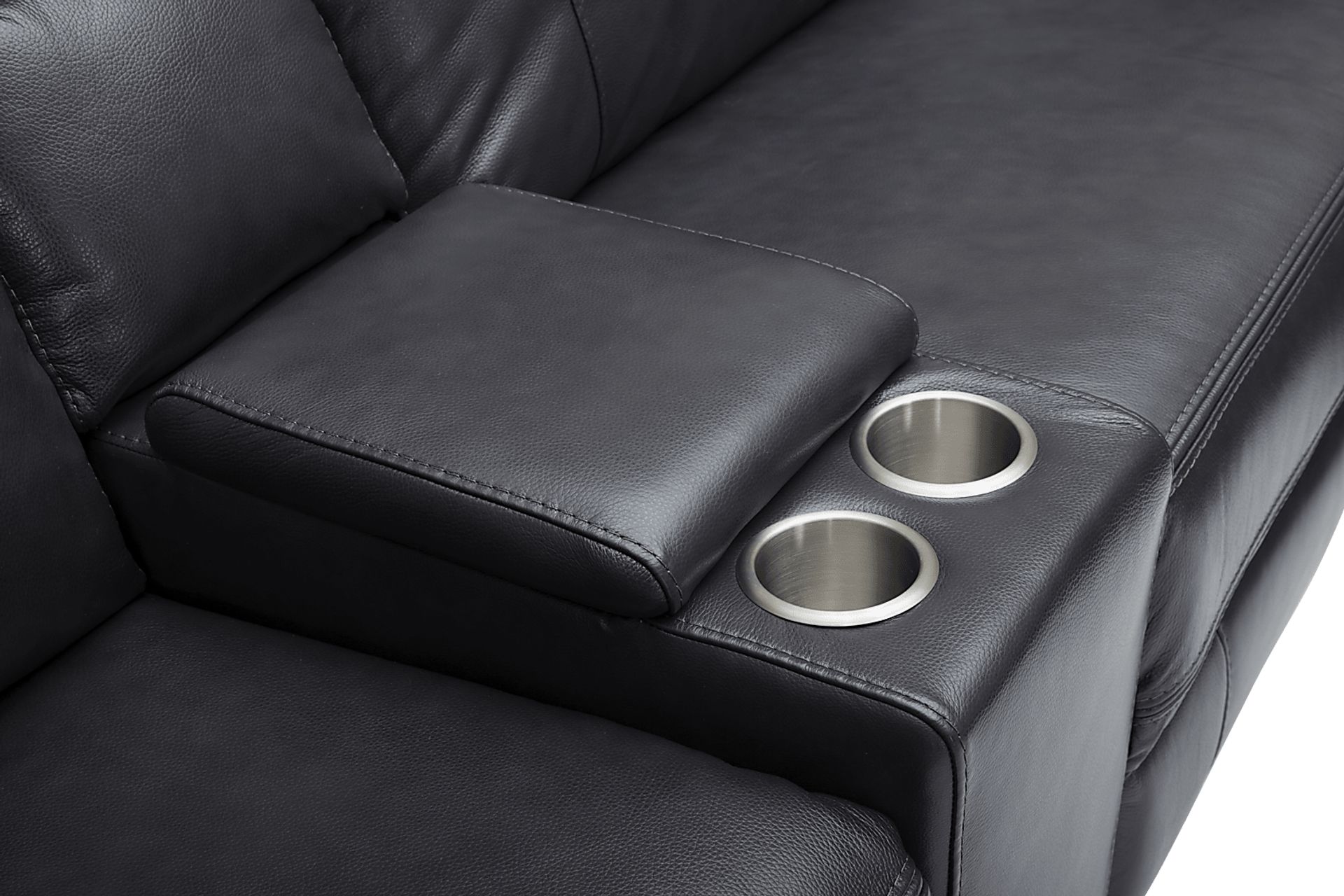 Redivia Black Leather 6 Pc Dual Power Reclining Sectional - Image 5