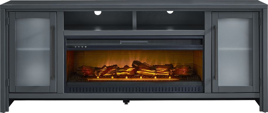 Redmond Blue 80 in. Console with Electric Log Fireplace