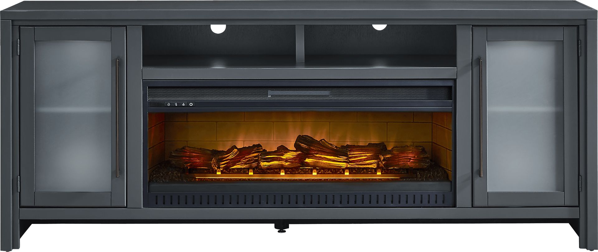 Redmond Blue 80 in. Console with Electric Log Fireplace - Image 1