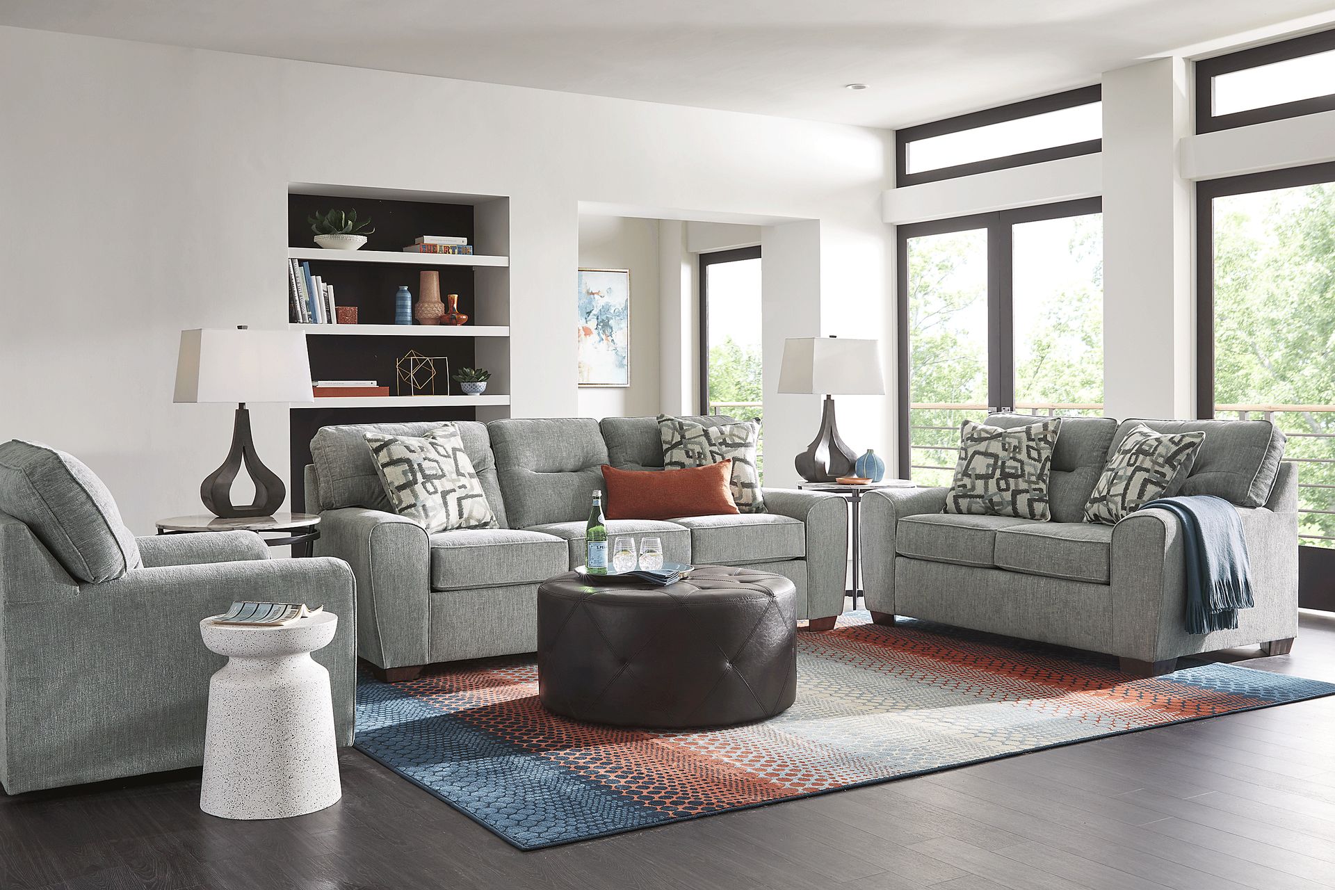 Redwood Park 2 Pc Gray Chenille Fabric Living Room Set With Sofa ...