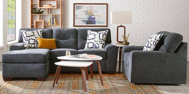 Redwood Park Navy 5 Pc Sectional Living Room - Thumbnail - Image 2