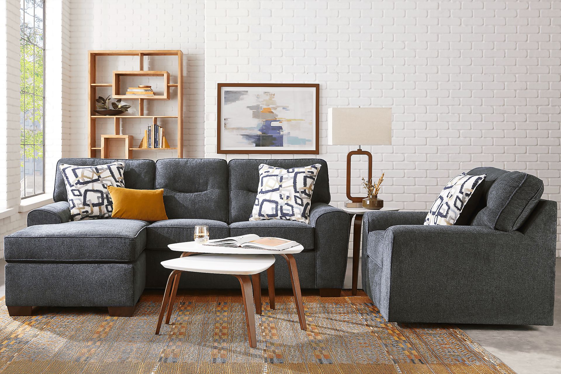 Redwood Park Navy 6 Pc Sectional Living Room - Image 1