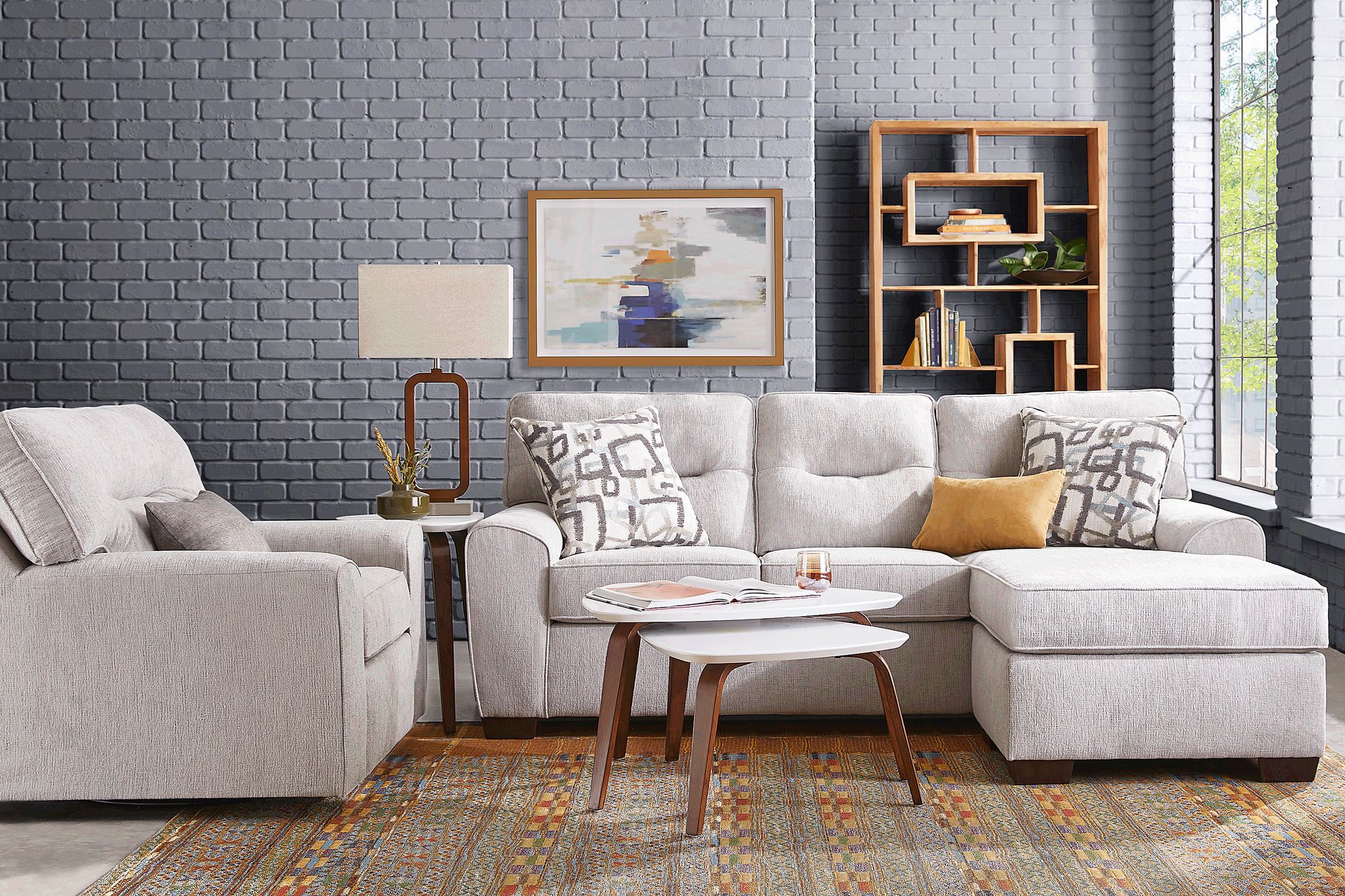 Redwood Park Smoke 4 Pc Sectional Living Room - Image 1