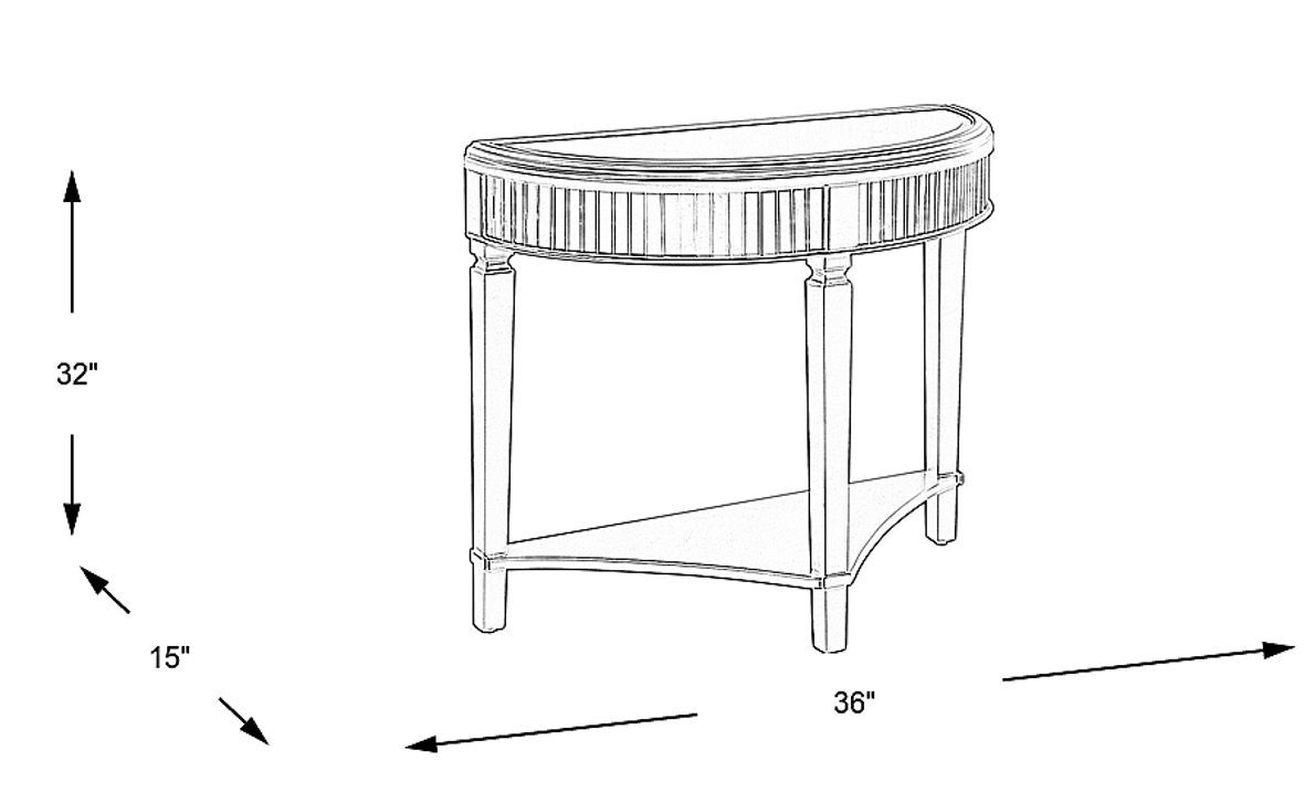 Reflection Road Champagne Demilune Console Table