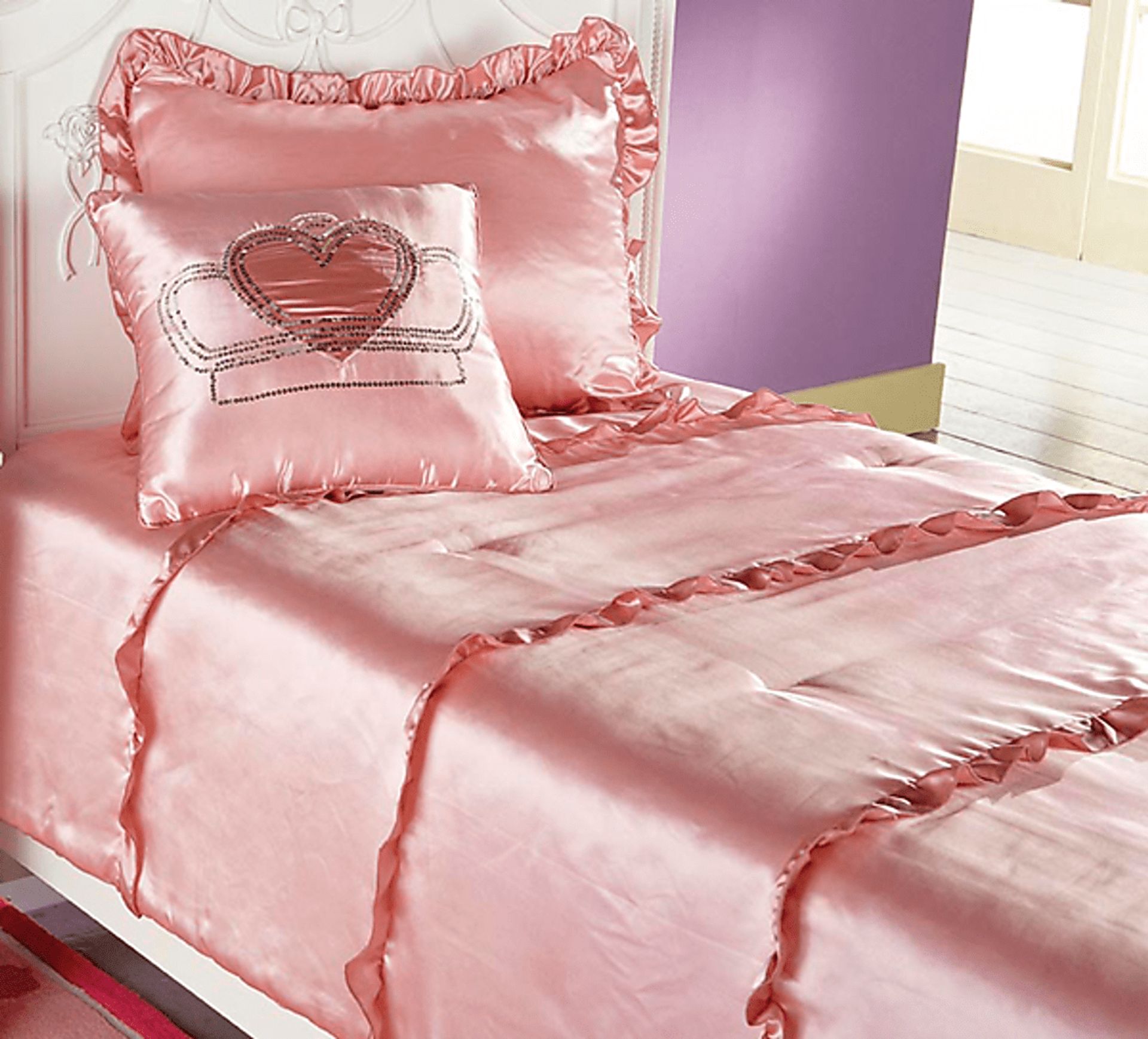 Regal Ruffles Pink Twin Bed Set - Image 1