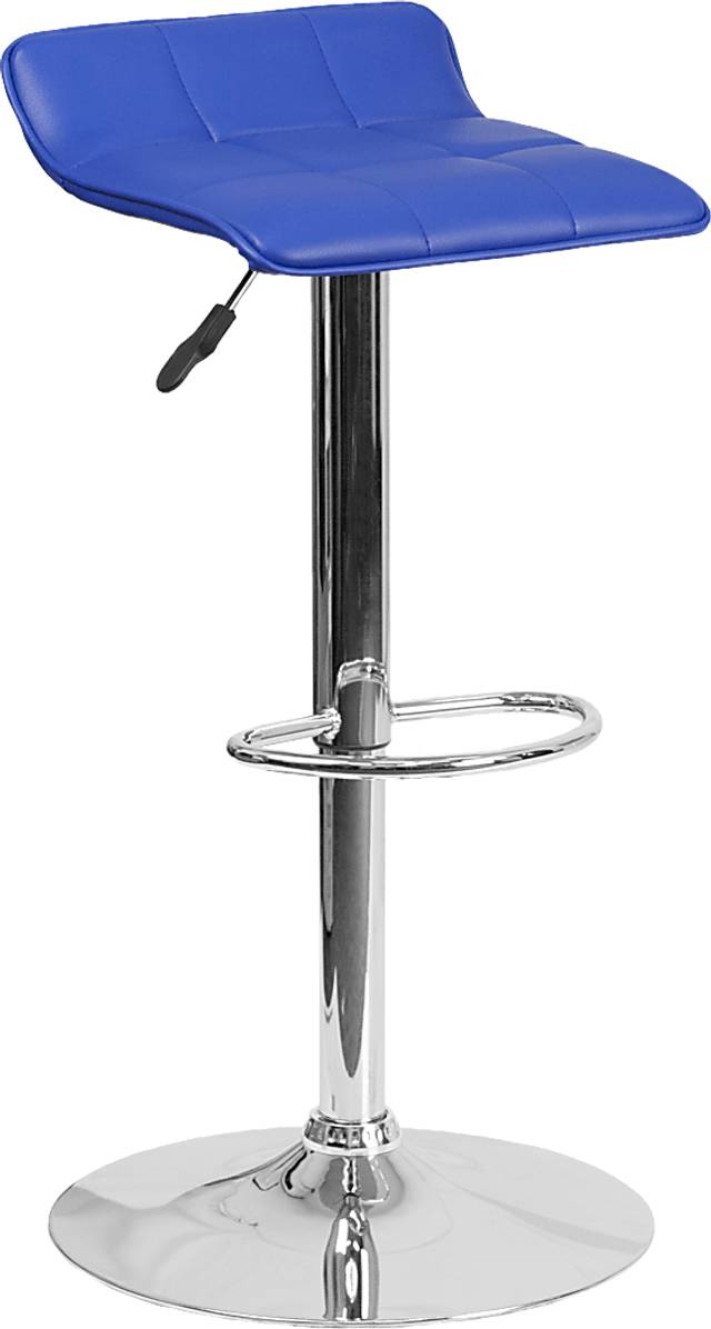 Reggie Blue Adjustable Swivel Barstool - Thumbnail - Image 1