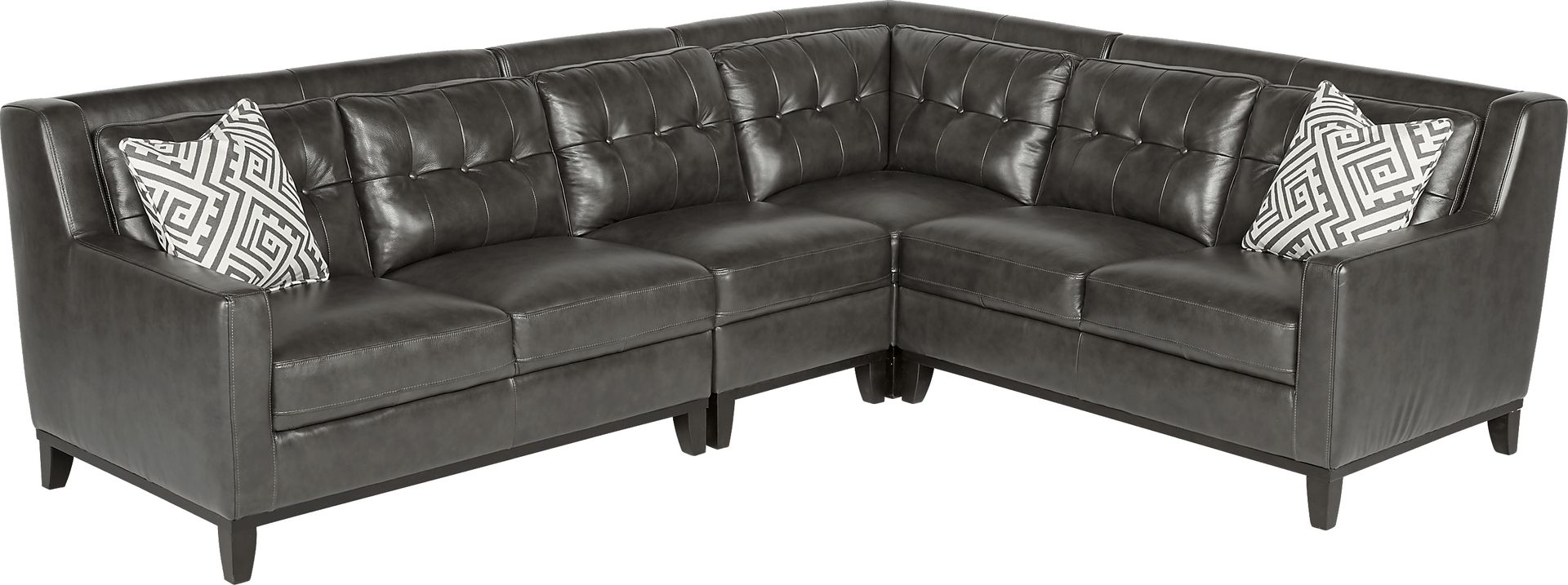 Reina Point Gray Leather 4 Pc Sectional - Image 1
