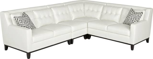 Reina Point White Leather 4 Pc Sectional - Thumbnail - Image 1