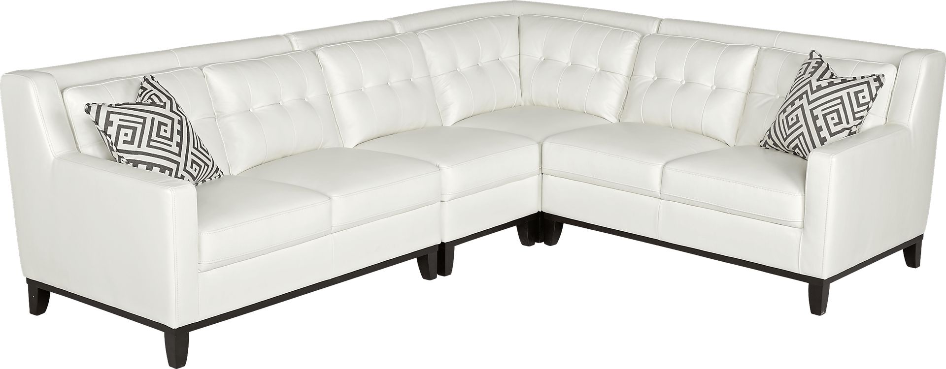Reina Point White Leather 4 Pc Sectional - Image 1