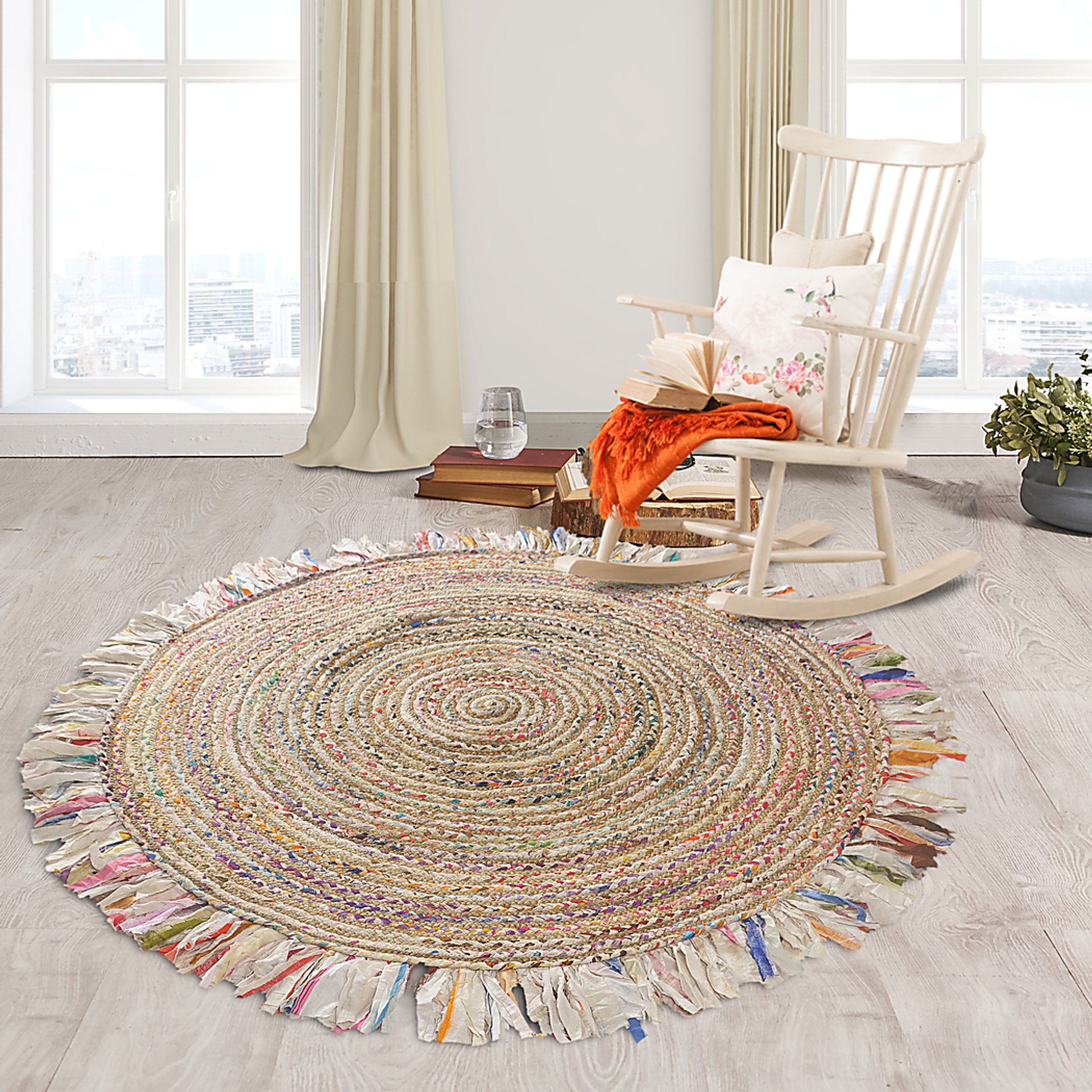 Reizu White 5'6 Round Rug - Image 7