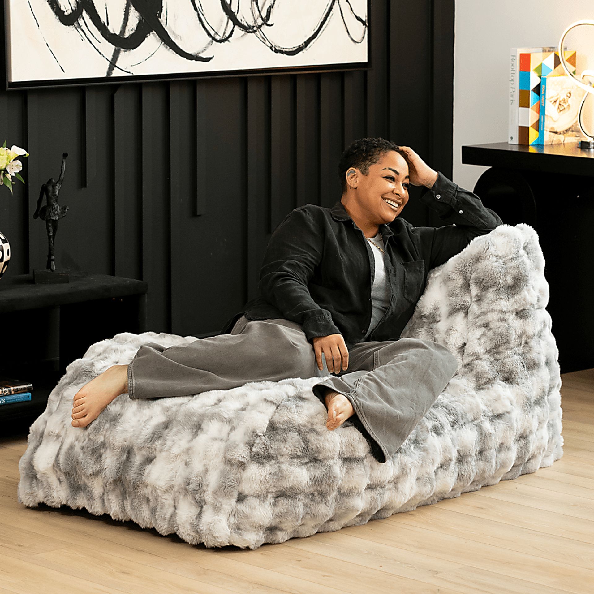 Relaxer Gray Bean Bag Lounger - Image 4