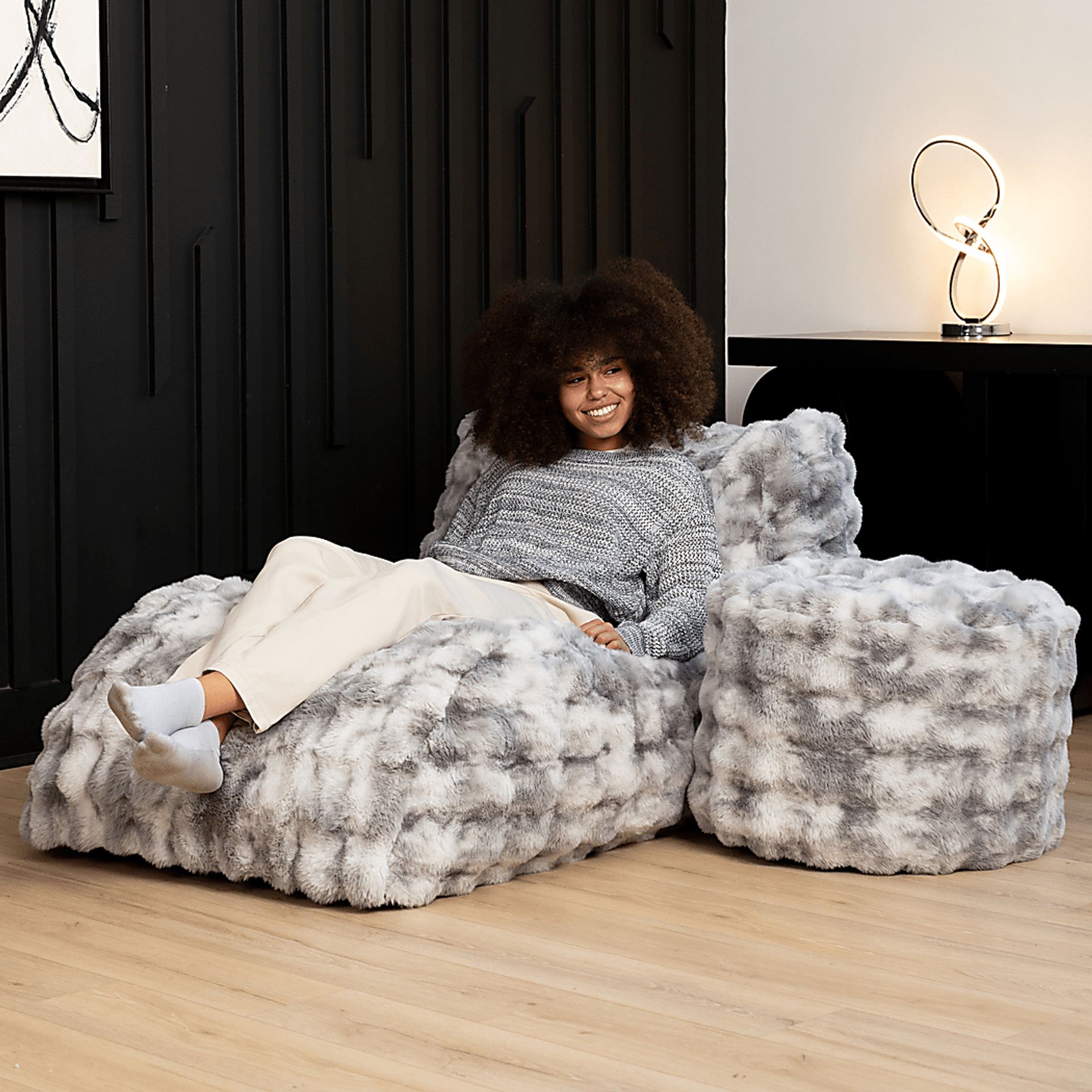 Relaxer Gray Bean Bag Lounger - Image 5