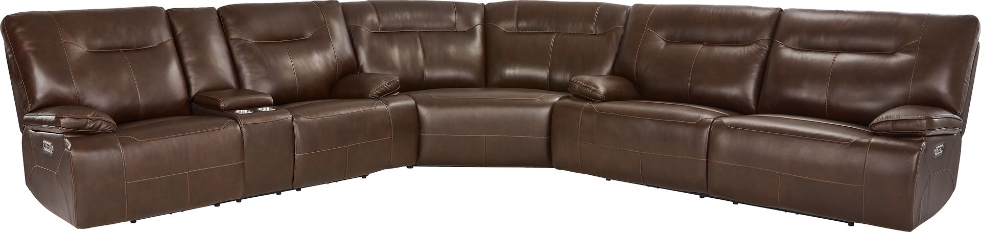 Renaldi Coffee 3 Pc Leather Dual Power Reclining Sectional - Image 3