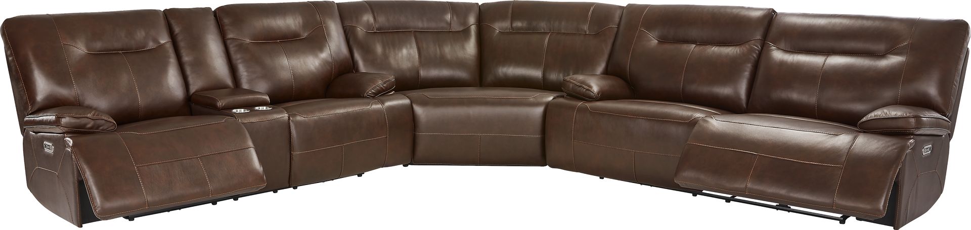 Renaldi Coffee 3 Pc Leather Dual Power Reclining Sectional - Image 1